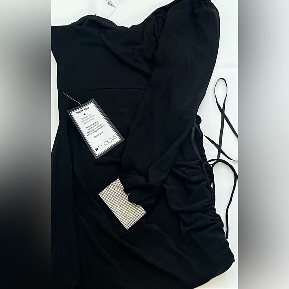 City Studios Junior's One Shoulder Cutout Bodycon Dress Black Size 1X - Picture 4 of 10